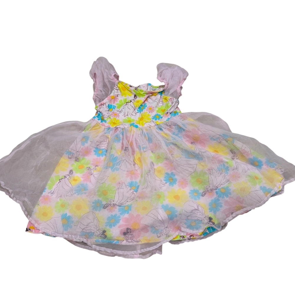 Disney Princess Girls 5T Floral Tulle Dress Pink Yellow Blue Belle tarfet